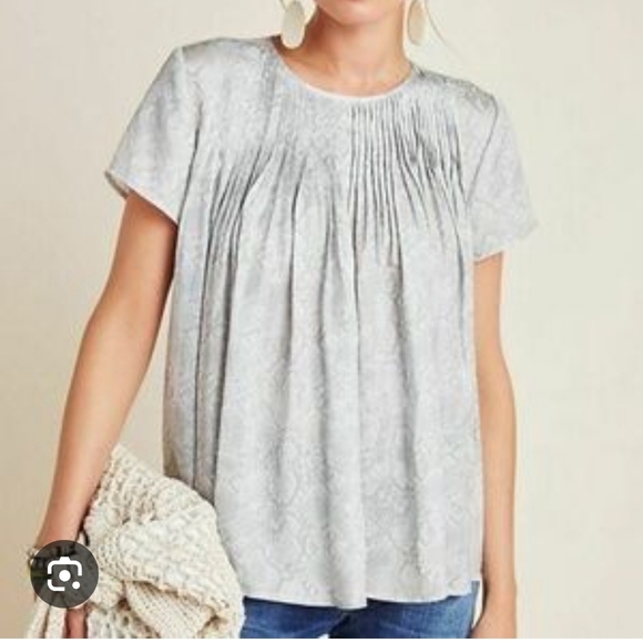 NWT Dolan Left Coast Collection Anthropologie Grey Python Print Pleated Blouse S - Picture 2 of 11